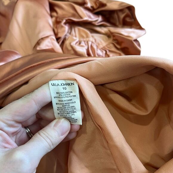 Ulla Johnson Copper Orange Off Shoulder Satin Tulip Lelita Midi Dress 10 - Picture 4 of 8